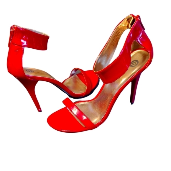 Michael Antonio Shoes - Red Patten Michael Antonio Ankle Strap Stilettos